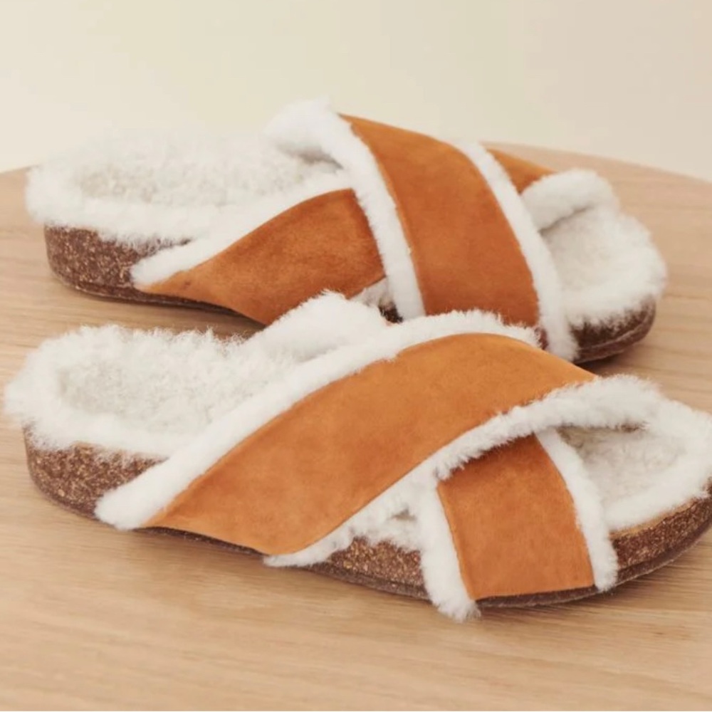 JENNI KAYNE

Shearling-Lined Crossover Sandal- Size 38